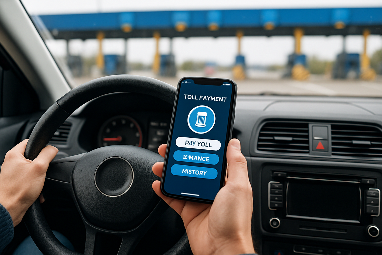 Driver using mobile app to manage toll payments