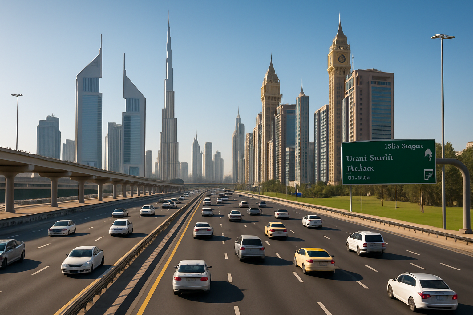 Dubai highway with smooth traffic flow